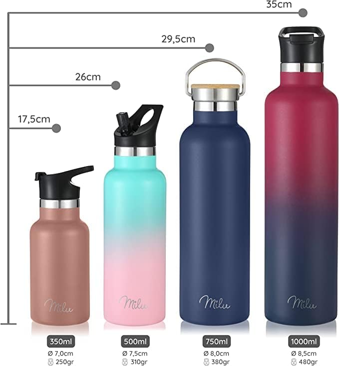 Neoprentasche für Milu Edelstahl Trinkflasche 350ml, 500ml, 750ml, 1000ml (T6)