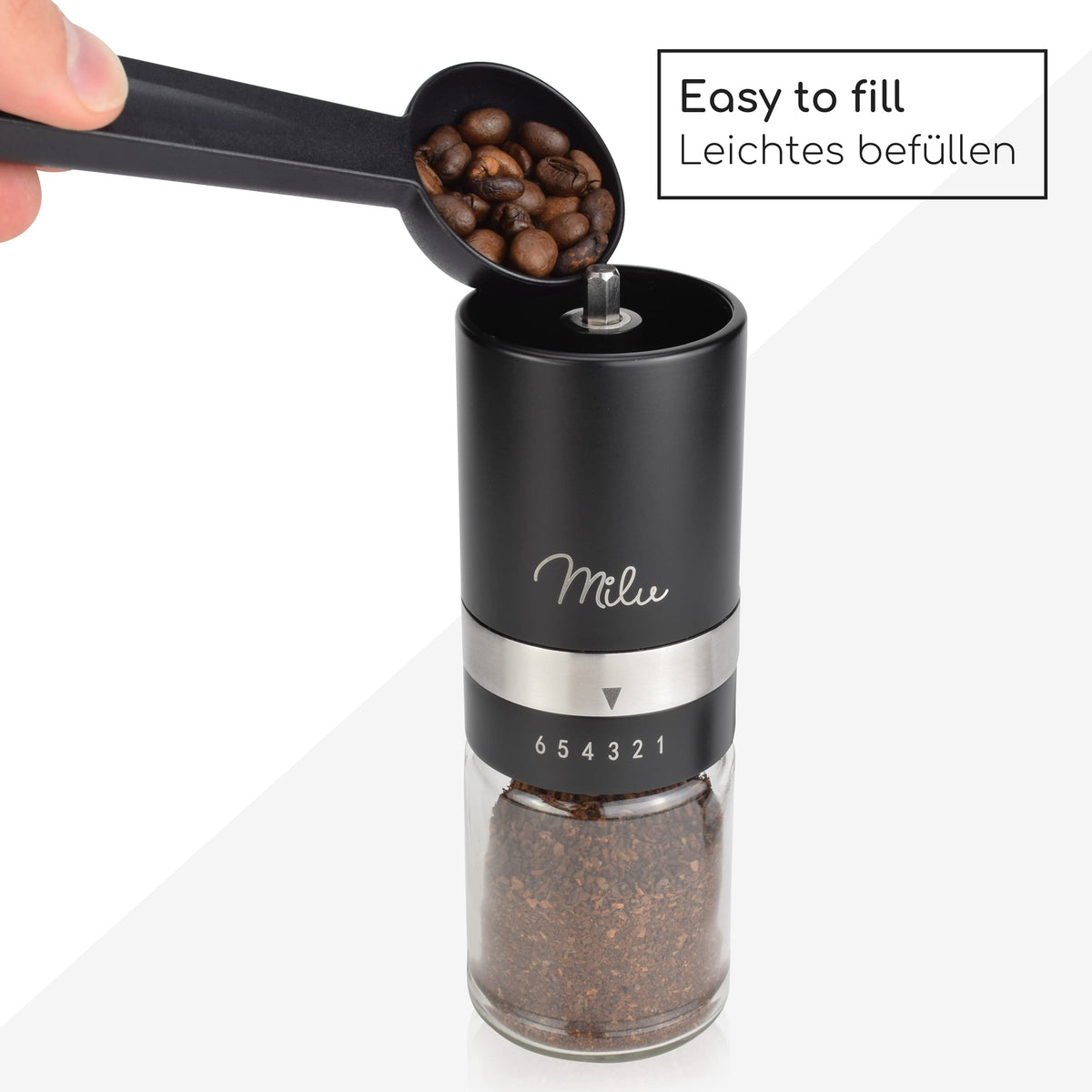Manuelle Kaffeemühle Edelstahl mit Keramik Mahlwerk