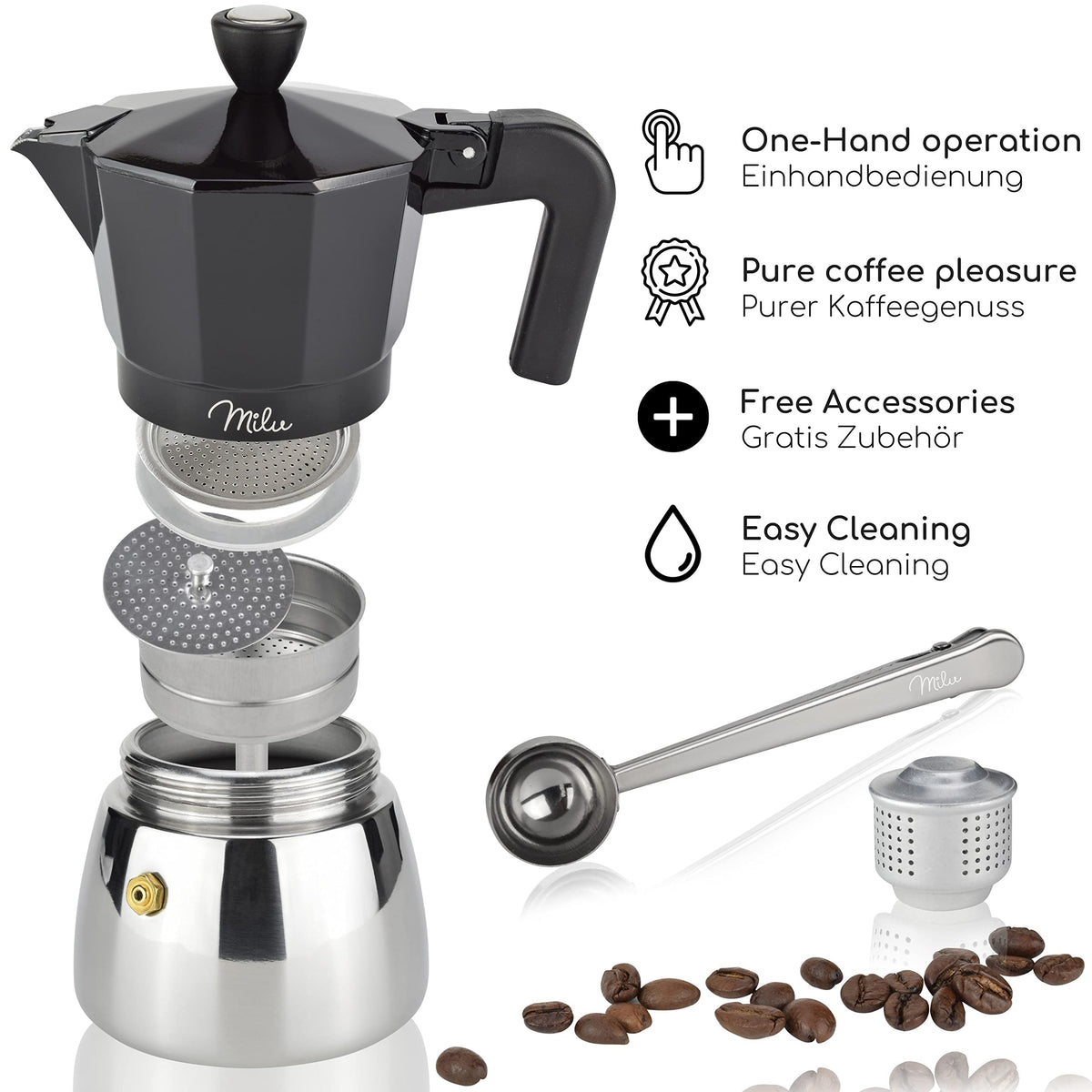 Espressokocher Induktion geeignet 3 - 9 Tassen
