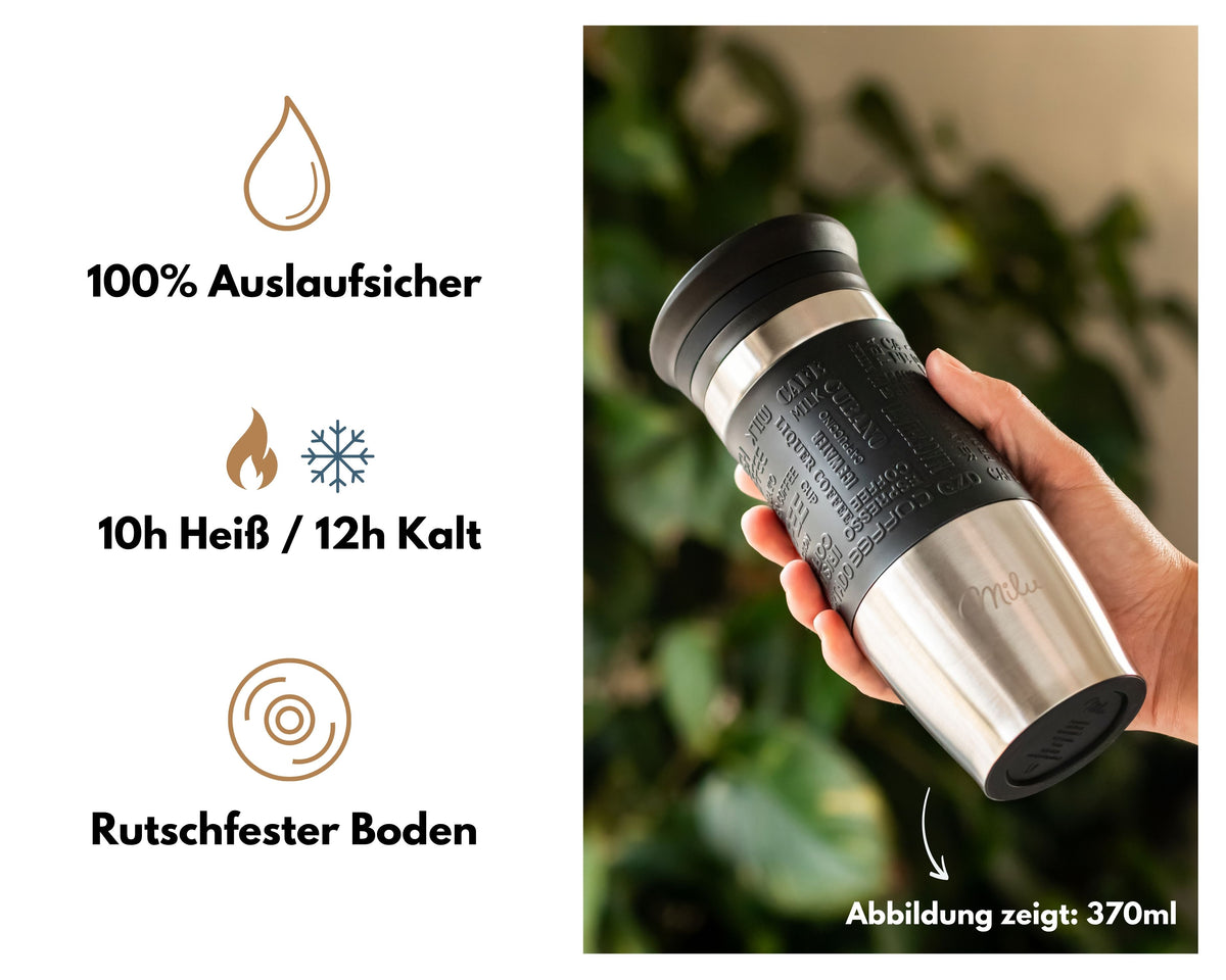 Milu Thermos Mug Coffee to Go 370ml, 450ml Insulated Mug Coffee Cup