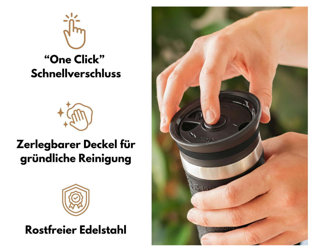 Milu Thermobecher Kaffee to go 370ml, 450ml Isolierbecher Kaffeebecher