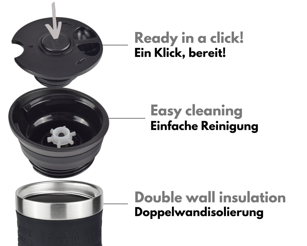 Milu Thermobecher Kaffee to go 370ml, 450ml Isolierbecher Kaffeebecher