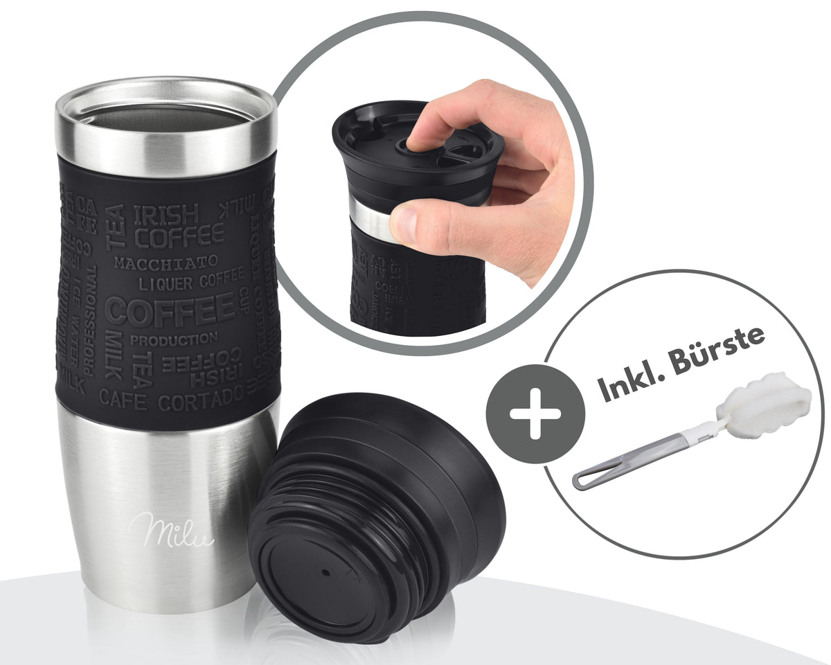 Milu Thermobecher Kaffee to go 370ml, 450ml Isolierbecher Kaffeebecher