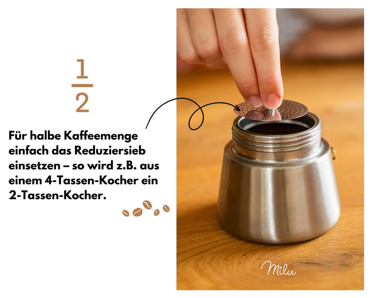 Outlet x Milu Espressokocher Edelstahl Induktion (2, 3, 6 oder 9 cup)
