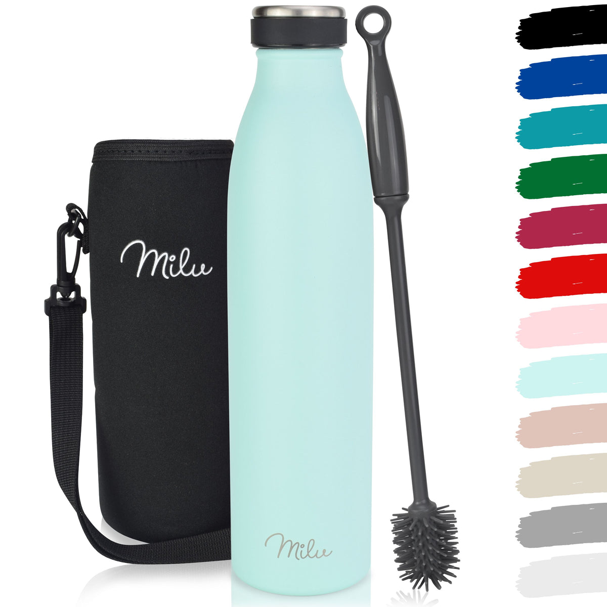 Milu Edelstahl Trinkflasche 350ml, 500ml, 750ml, 1L, 1500ml