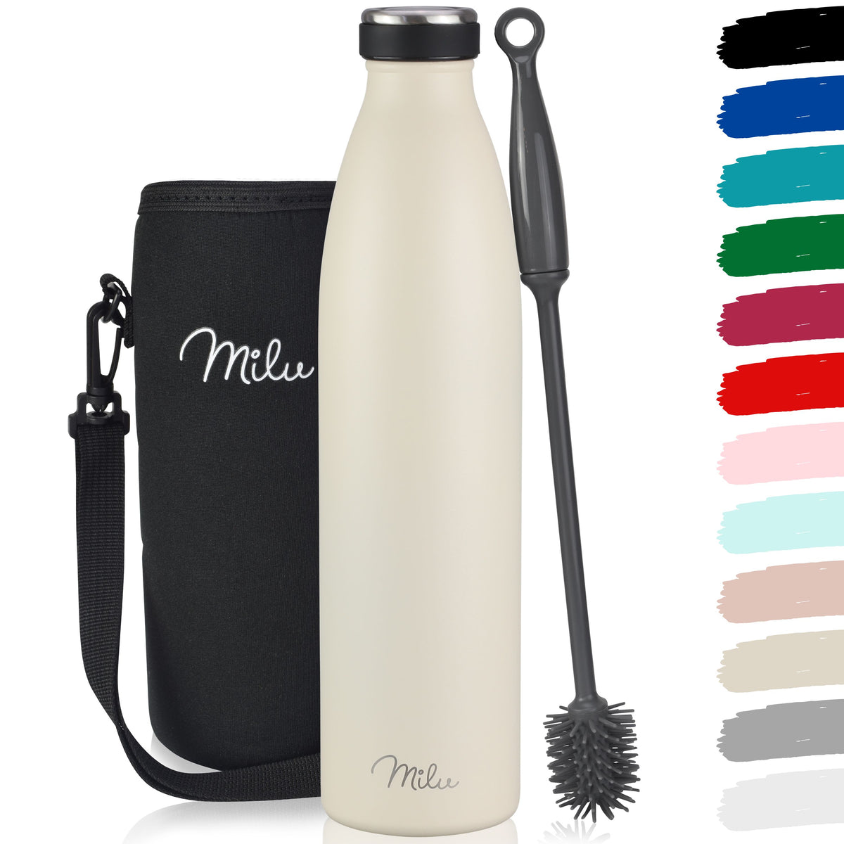 Milu Edelstahl Trinkflasche 350ml, 500ml, 750ml, 1L, 1500ml