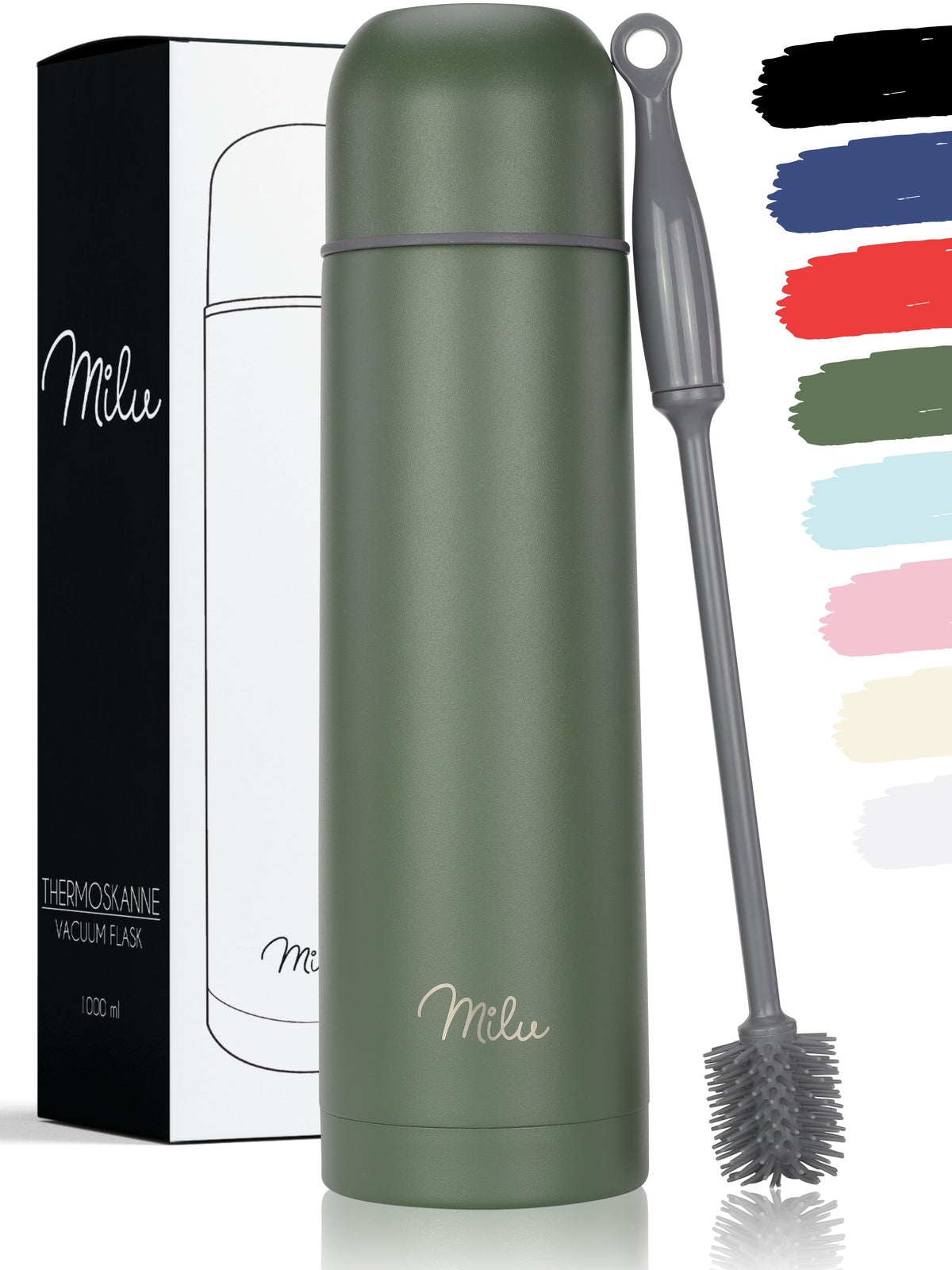 Milu Thermosflasche Thermoskanne Isolierflasche 1L, 750ml, 500ml