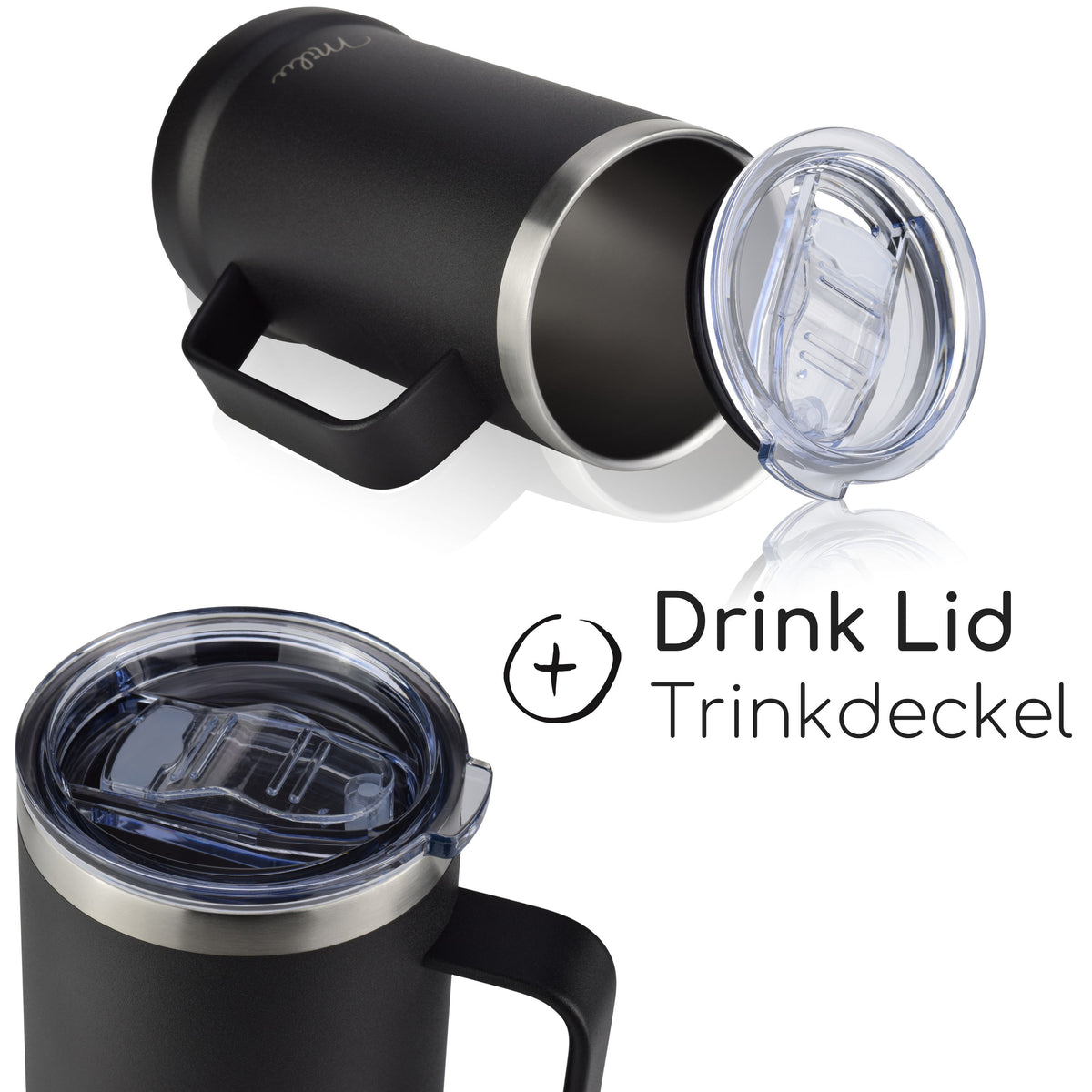 Milu Bierkrug Edelstahl isoliert mit Deckel, 700 ml