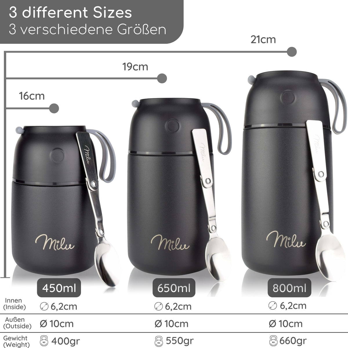 Thermobehälter 450ml - 800ml personalisiert