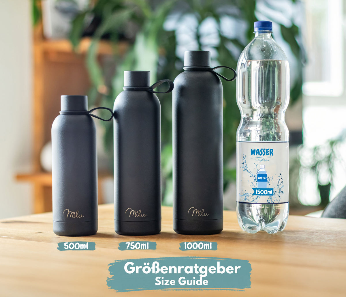 Milu isolierte, auslaufsichere Thermosflasche, Edelstahl (500 ml, 750 ml, 1000 ml)
