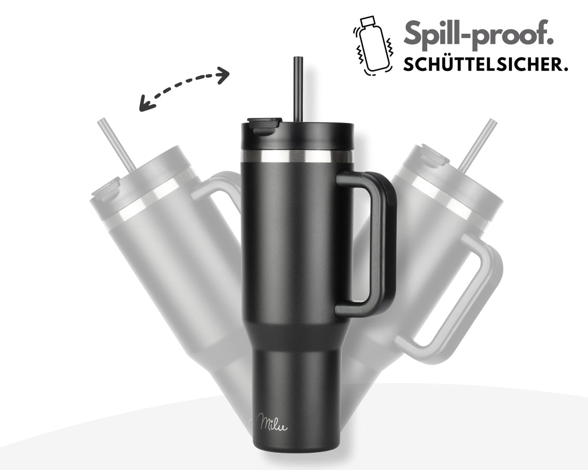Milu Thermobecher/Tumbler mit Strohhalm und Henkel (1200 ml/40 oz)