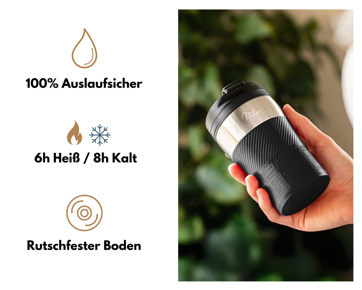Milu Thermobecher Kaffee to go - 210ml - 100% Auslaufsicher