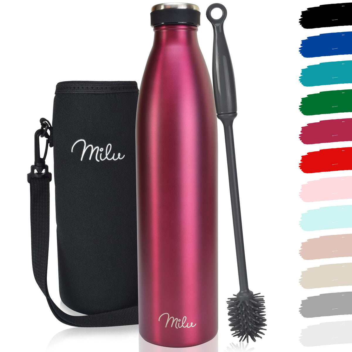 Milu Edelstahl Trinkflasche 350ml, 500ml, 750ml, 1L, 1500ml