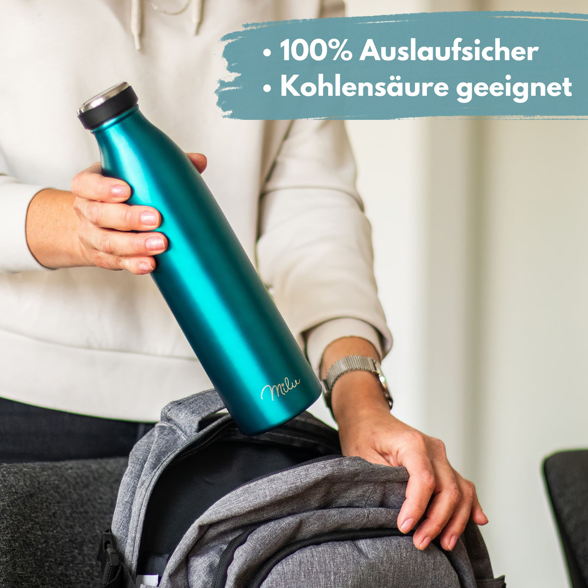 Milu Edelstahl Trinkflasche 350ml, 500ml, 750ml, 1L, 1500ml