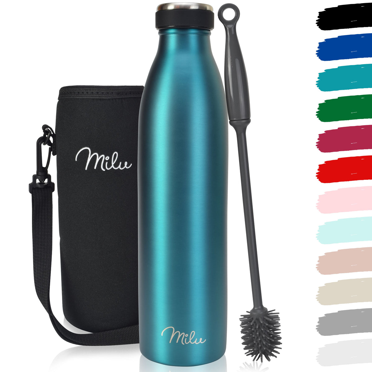 Milu Edelstahl Trinkflasche 350ml, 500ml, 750ml, 1L, 1500ml