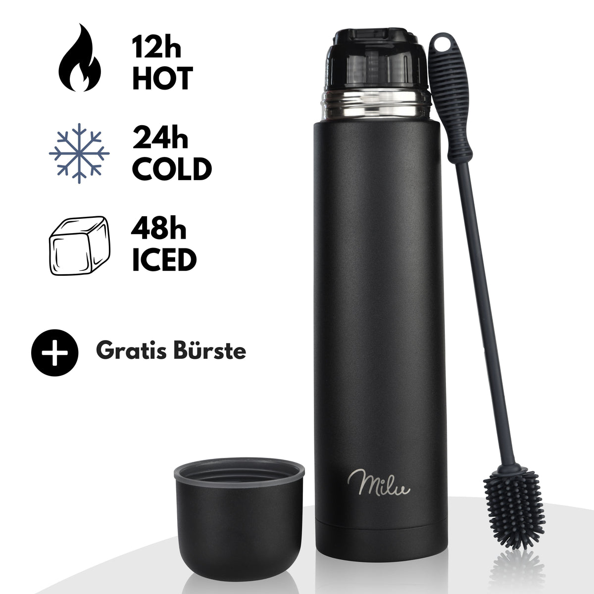 Milu Thermosflasche Thermoskanne Isolierflasche 1L, 750ml, 500ml