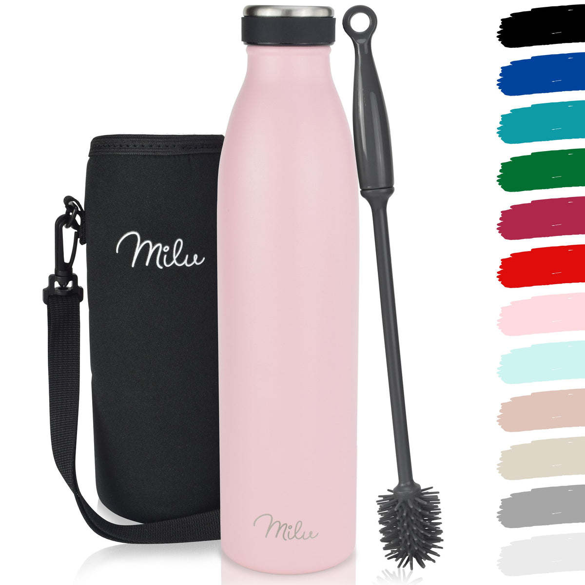 Milu Edelstahl Trinkflasche 350ml, 500ml, 750ml, 1L, 1500ml