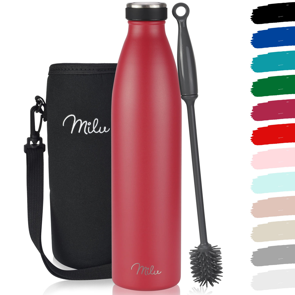 Milu Edelstahl Trinkflasche 350ml, 500ml, 750ml, 1L, 1500ml