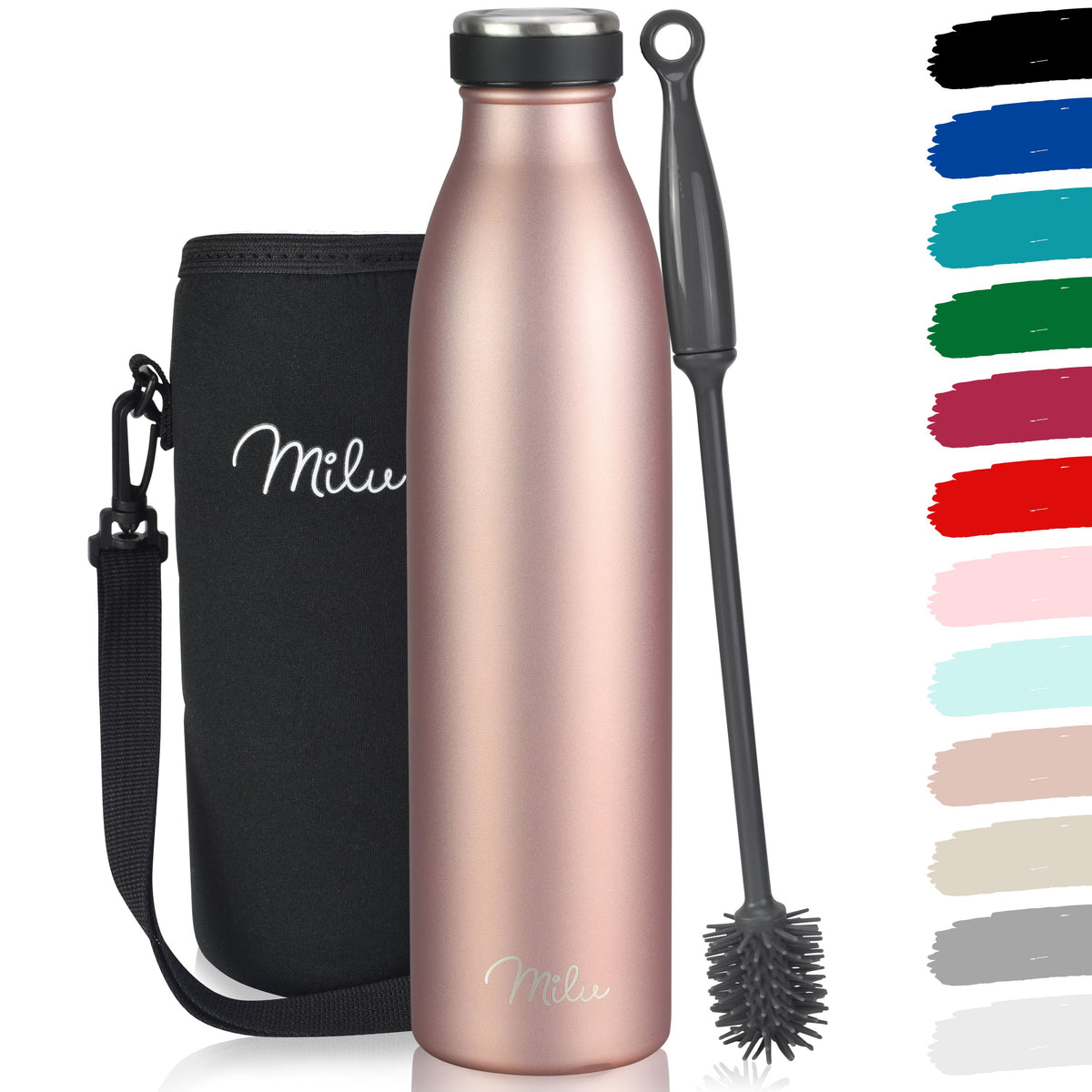 Milu Edelstahl Trinkflasche 350ml, 500ml, 750ml, 1L, 1500ml
