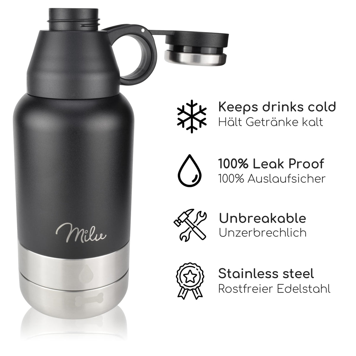 Milu Trinkflasche Hunde für Unterwegs 950ml