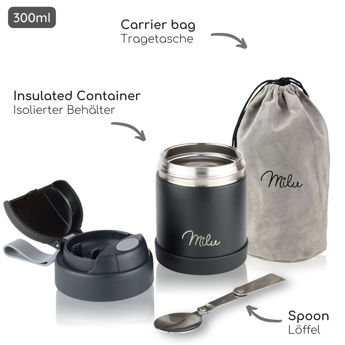 Milu® Thermobehälter für Essen Kinder (300 ml)