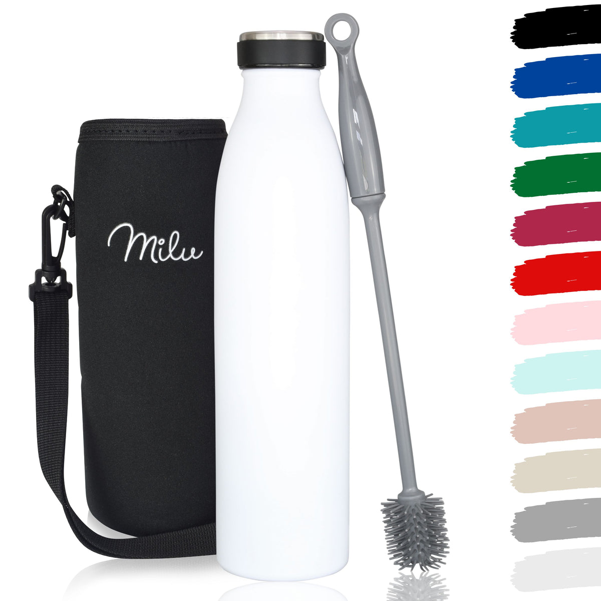 Milu Edelstahl Trinkflasche 350ml, 500ml, 750ml, 1L, 1500ml