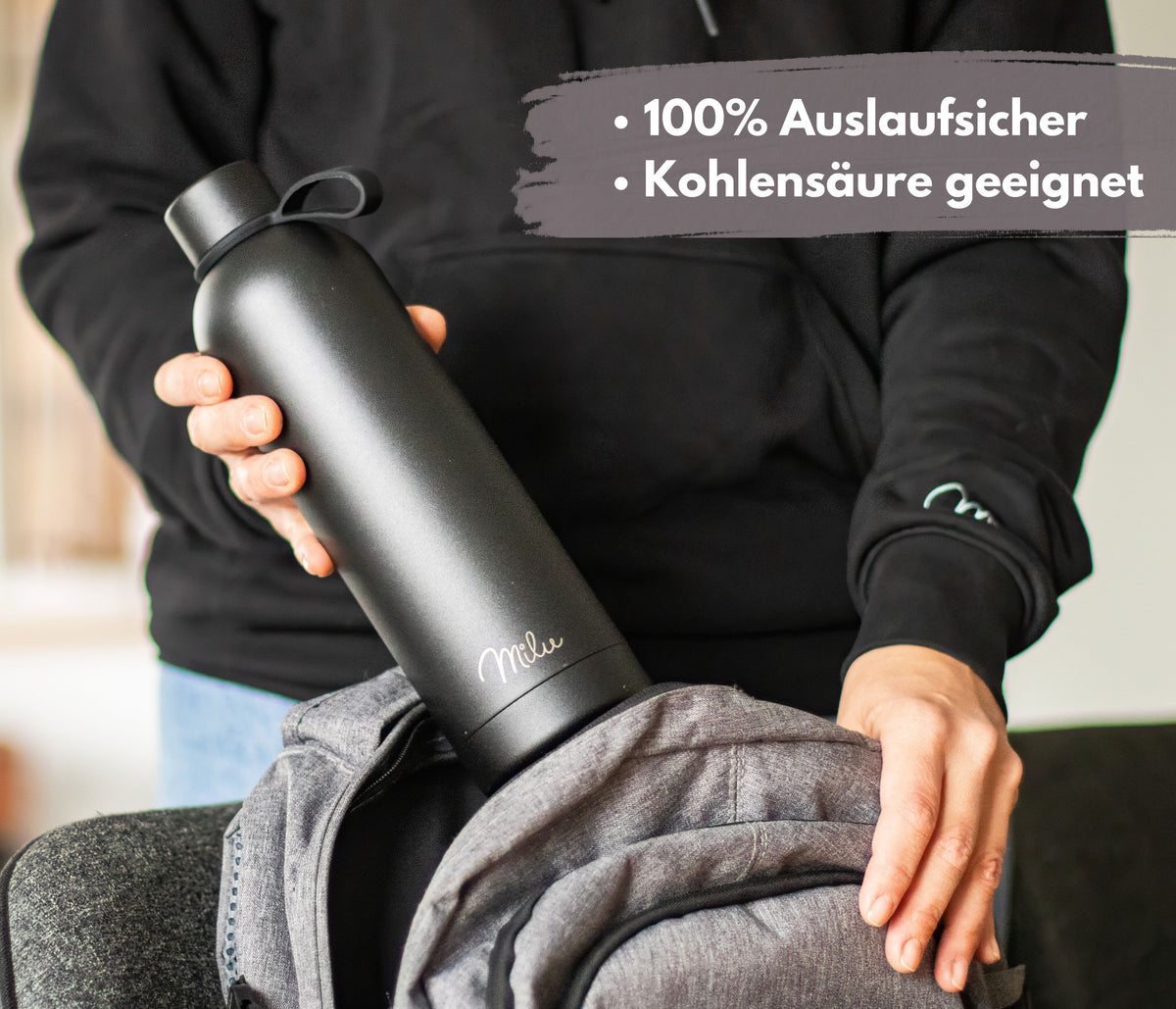 Milu isolierte, auslaufsichere Thermosflasche, Edelstahl (500 ml, 750 ml, 1000 ml)