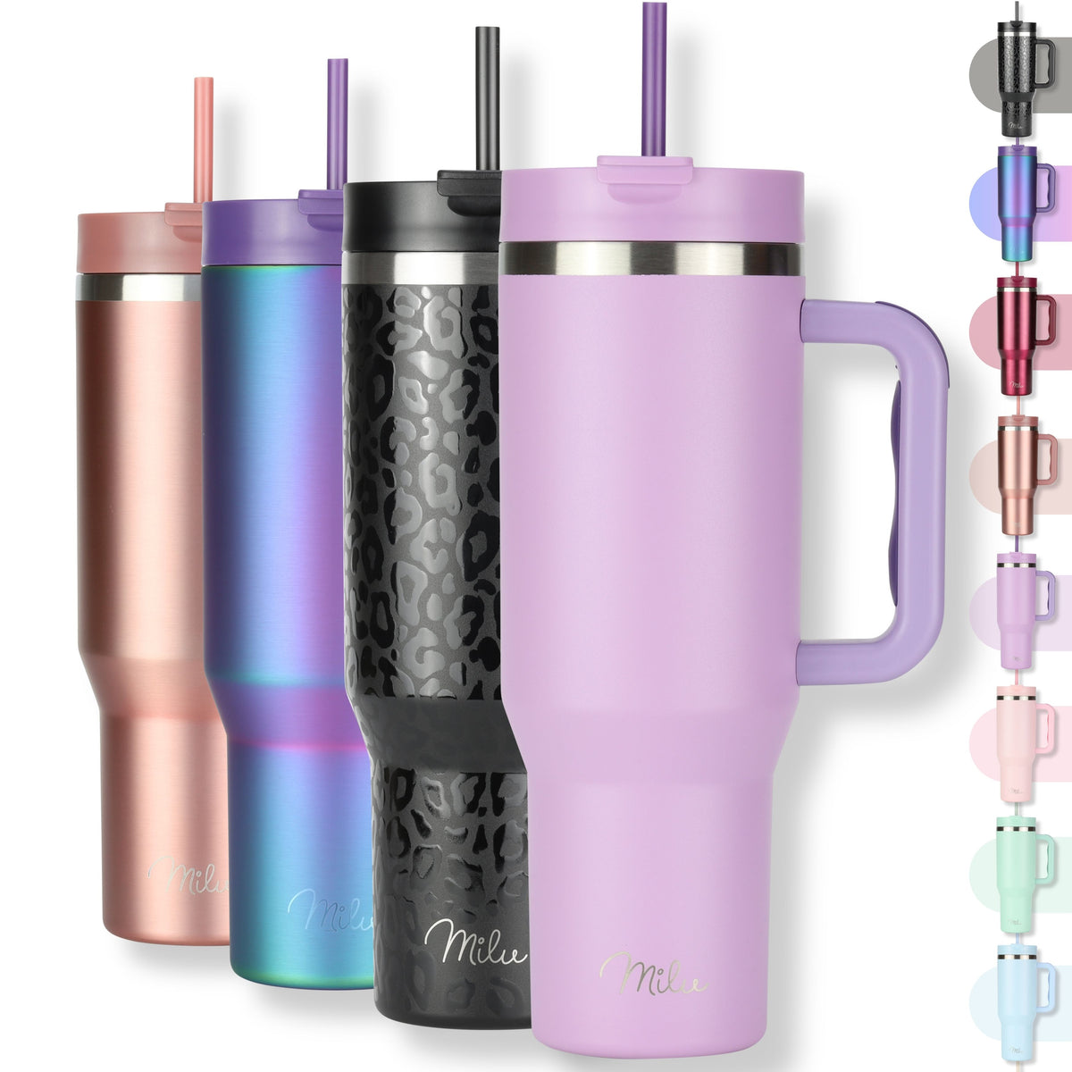 Milu Thermobecher/Tumbler mit Strohhalm und Henkel (1200 ml/40 oz)