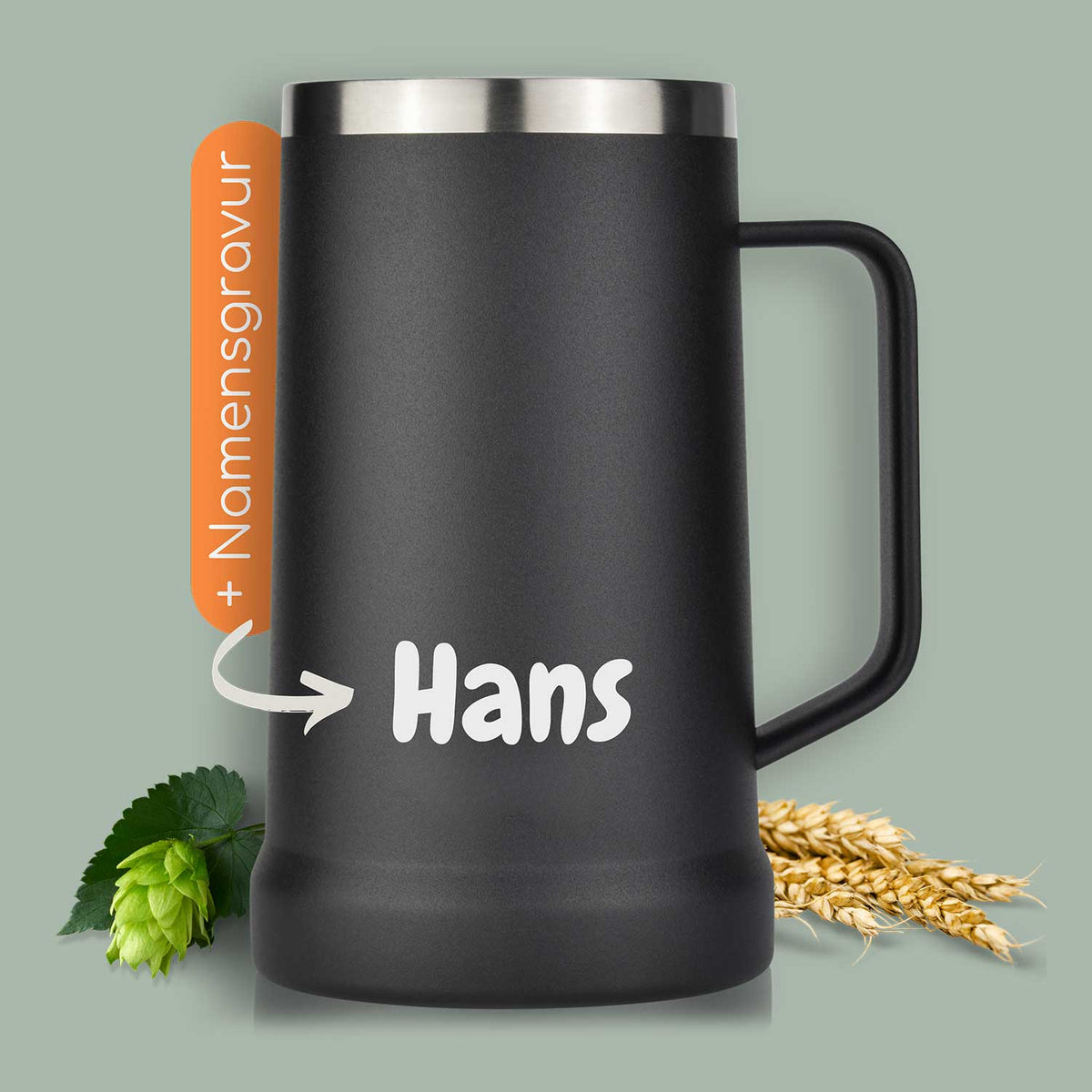 Bierkrug Edelstahl isoliert personalisiert