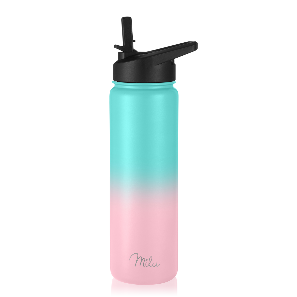 Milu Edelstahl Trinkflasche mit 3 Deckeln, auslaufsicher, isoliert, 500ml 750ml 1000ml (T7)