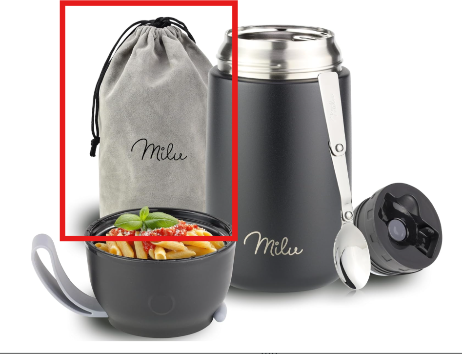 Transportbeutel für Milu Edelstahl Thermobehälter 450ml, 650ml, 800ml